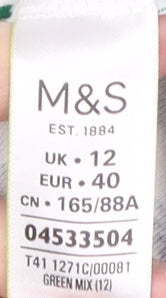 Womens UK Size 12 Marks and Spencer Green Basic T-Shirt
