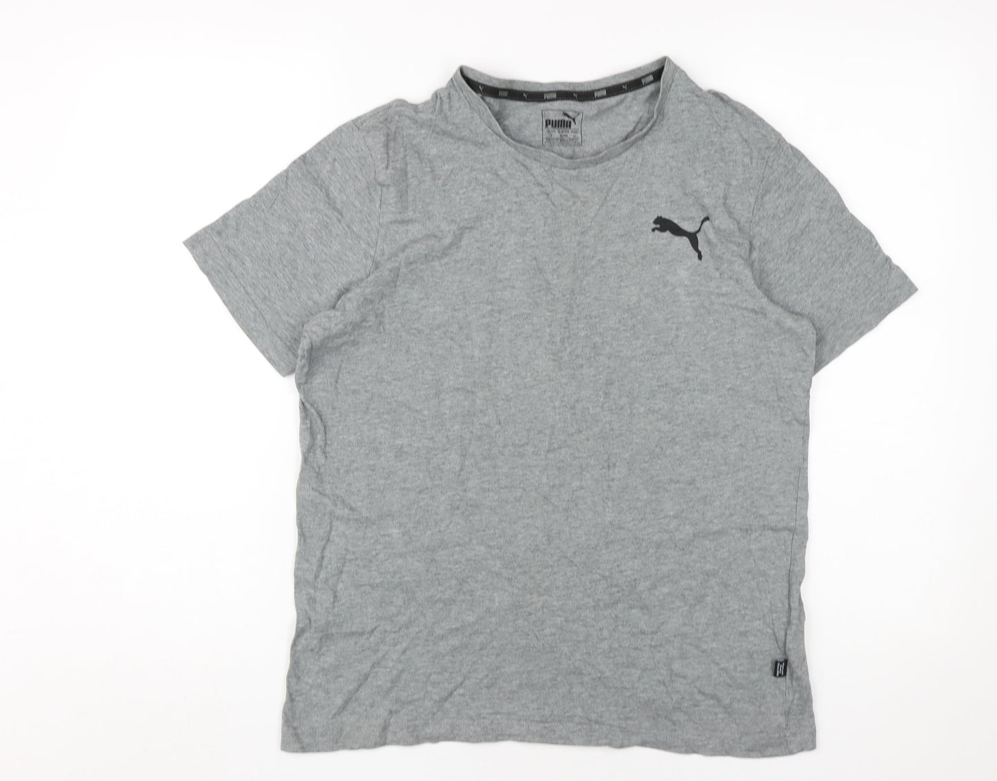 Puma Men's Grey Short Sleeve T-Shirt, S, Cotton Blend