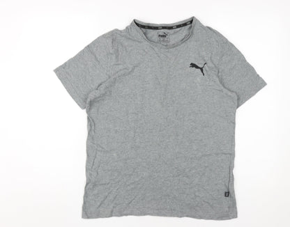 Puma Men's Grey Short Sleeve T-Shirt, S, Cotton Blend