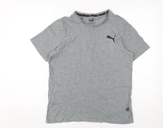 Puma Men's Grey Short Sleeve T-Shirt, S, Cotton Blend
