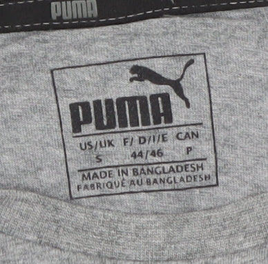 Puma Men's Grey Short Sleeve T-Shirt, S, Cotton Blend