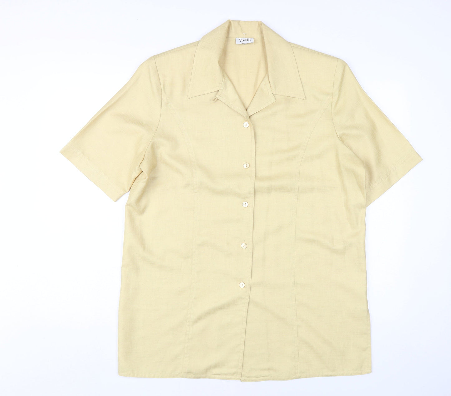 Womens UK Size 12 Viyella Beige Basic Button-Up