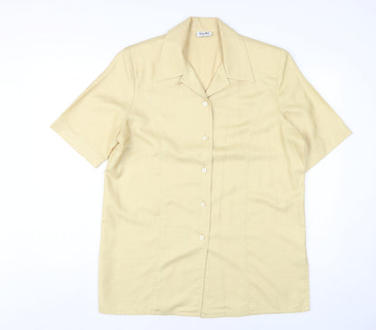 Womens UK Size 12 Viyella Beige Basic Button-Up