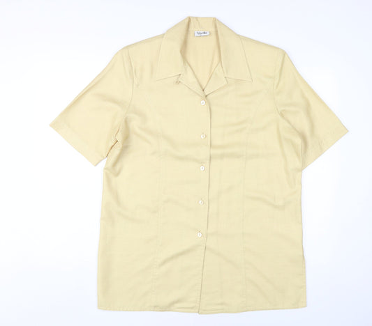 Womens UK Size 12 Viyella Beige Basic Button-Up