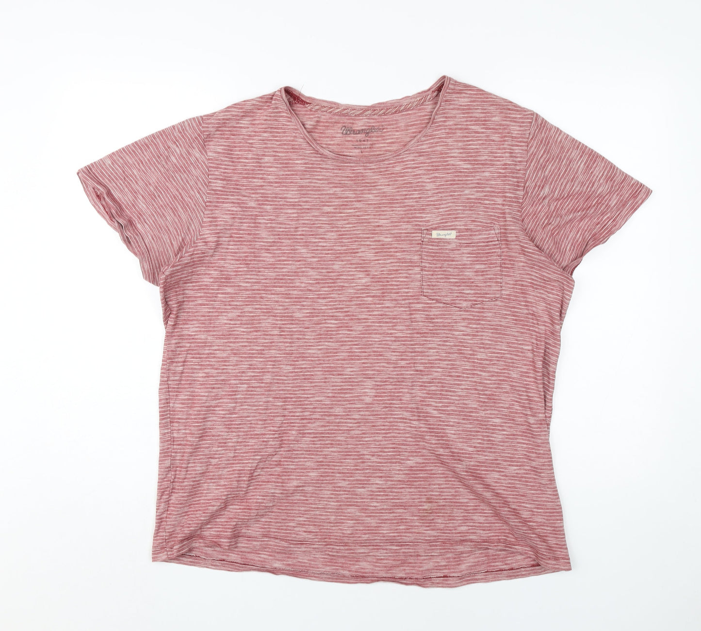 Wrangler Men's Red Striped Cotton T-Shirt, Size S