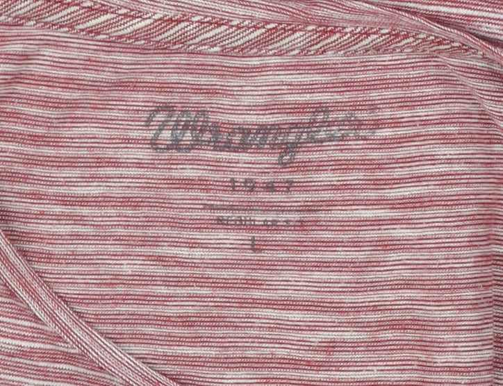 Wrangler Men's Red Striped Cotton T-Shirt, Size S