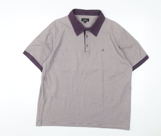 Jeff Banks Men's 2XL Purple Striped Polo Shirt