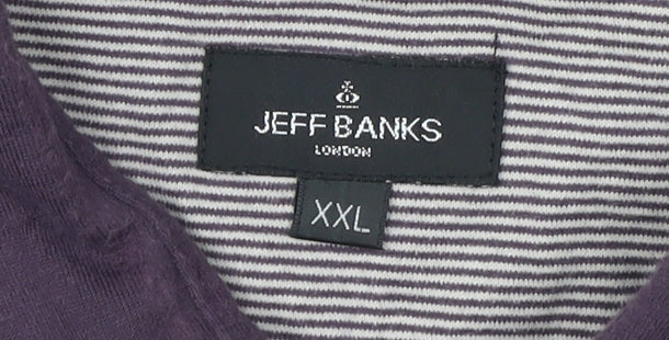 Jeff Banks Men's 2XL Purple Striped Polo Shirt