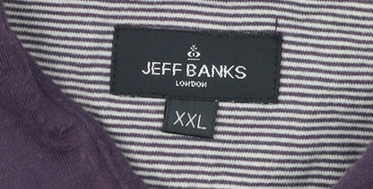 Jeff Banks Men's 2XL Purple Striped Polo Shirt
