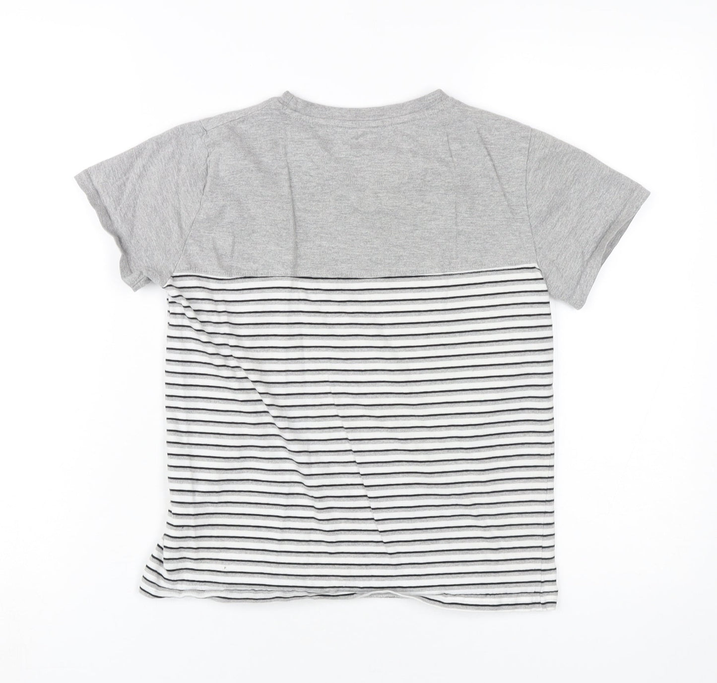 Firetrap Boys Grey Striped T-Shirt, 11-12 Years, Casual Crew Neck