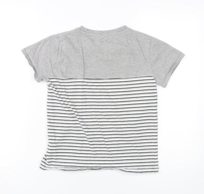 Firetrap Boys Grey Striped T-Shirt, 11-12 Years, Casual Crew Neck