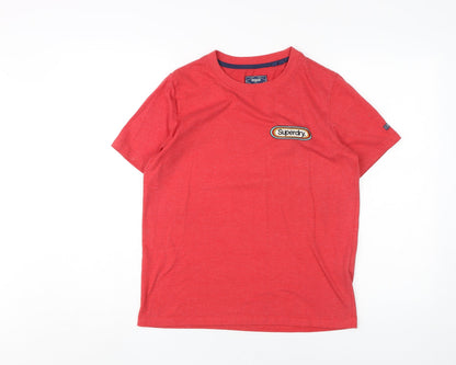 Womens UK Size 8 Superdry Red Basic T-Shirt