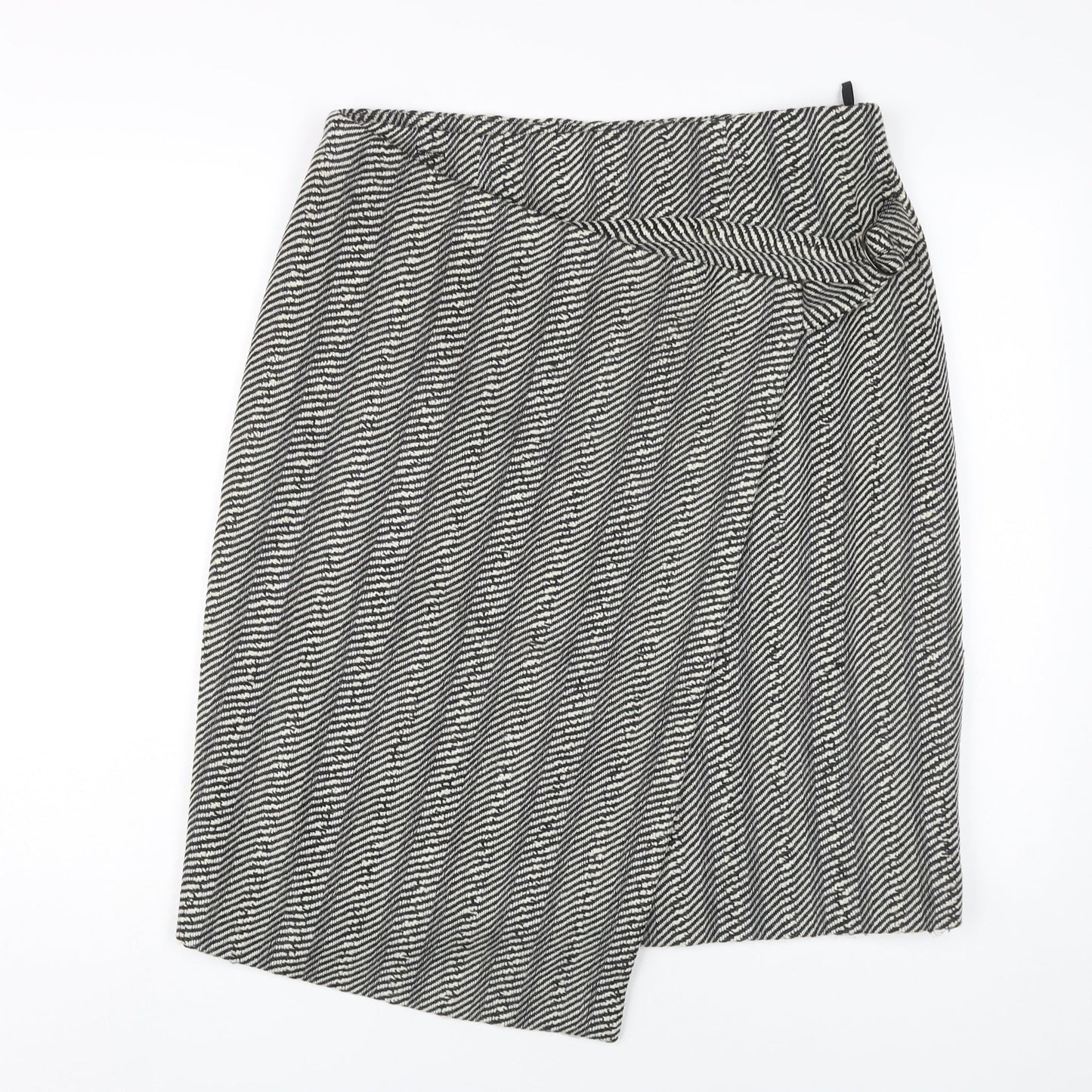 Jaeger Women's Black White Geometric Wrap Skirt Size 14