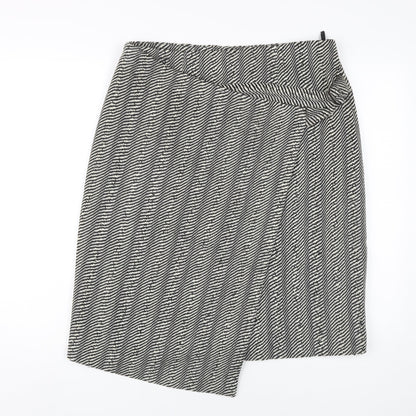 Jaeger Women's Black White Geometric Wrap Skirt Size 14