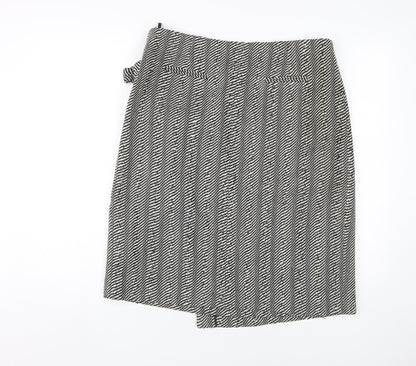 Jaeger Women's Black White Geometric Wrap Skirt Size 14