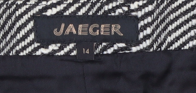 Jaeger Women's Black White Geometric Wrap Skirt Size 14