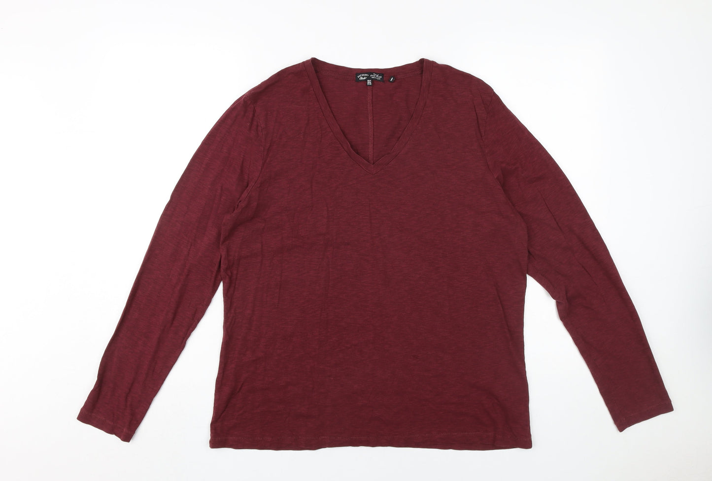 Womens UK Size L Superdry Red Basic T-Shirt
