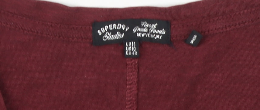 Womens UK Size L Superdry Red Basic T-Shirt