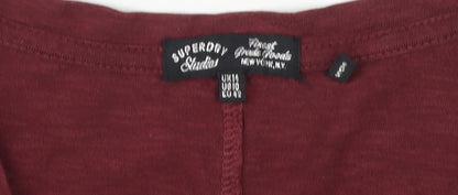 Womens UK Size L Superdry Red Basic T-Shirt