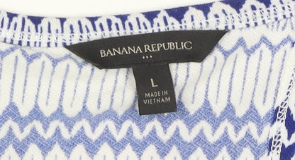 Banana Republic Women's Blue Geometric Tank Dress L