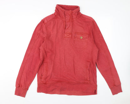 Mens UK Size XS Fat Face Red Henley Sweatshirt