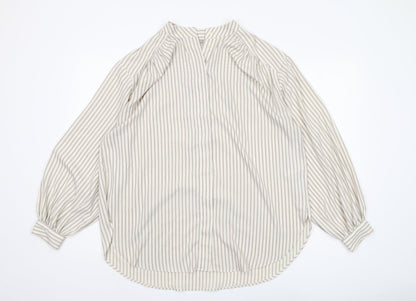 H&M Women's Beige Striped Blouse Size 12