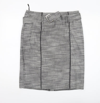 Satsuma London Women's Black Pencil Skirt, Size 16, Buckle Accent