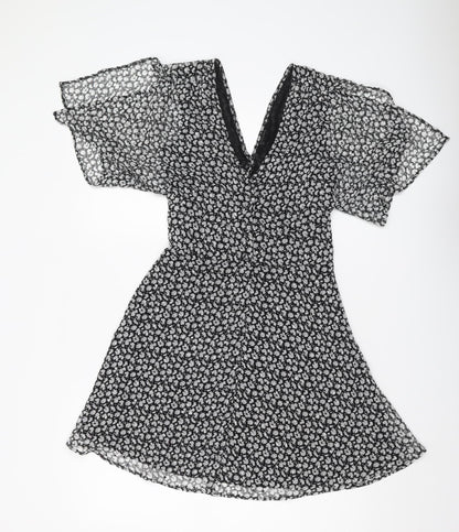 AllSaints Women's Black Floral A-Line Dress Size 6