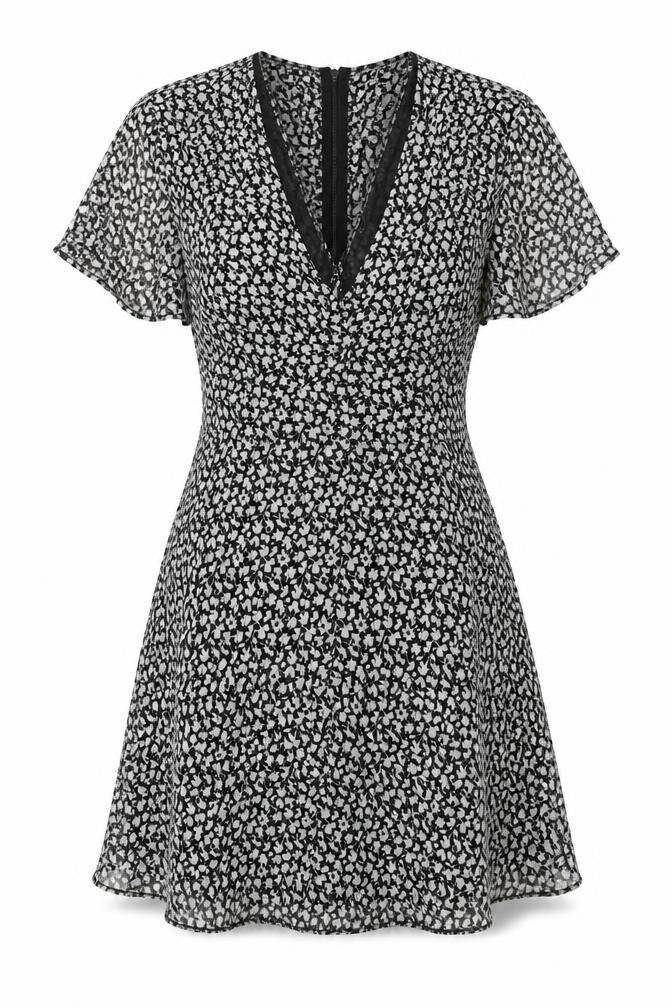 AllSaints Women's Black Floral A-Line Dress Size 6