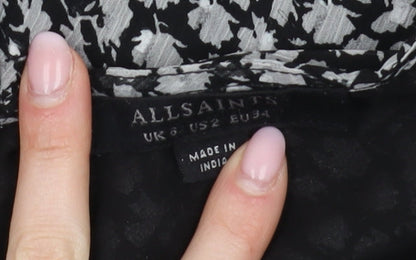 AllSaints Women's Black Floral A-Line Dress Size 6