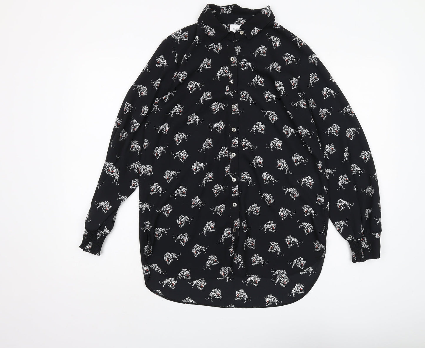 Womens UK Size 10 Wallis Black Basic Button-Up