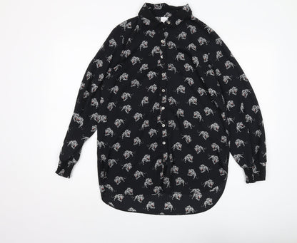 Womens UK Size 10 Wallis Black Basic Button-Up