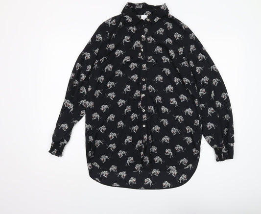 Womens UK Size 10 Wallis Black Basic Button-Up