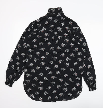 Womens UK Size 10 Wallis Black Basic Button-Up