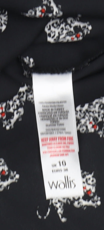 Womens UK Size 10 Wallis Black Basic Button-Up