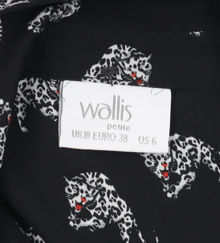 Womens UK Size 10 Wallis Black Basic Button-Up