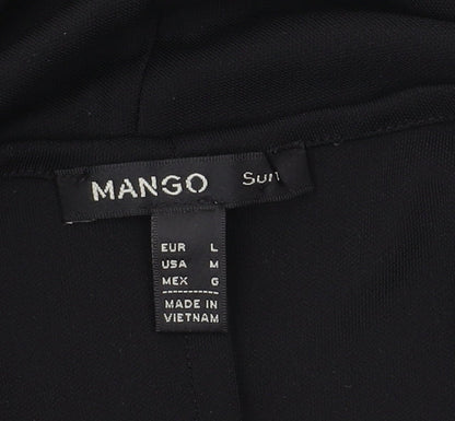 Mango Women's Black Shift Dress Size 12 V-Neck