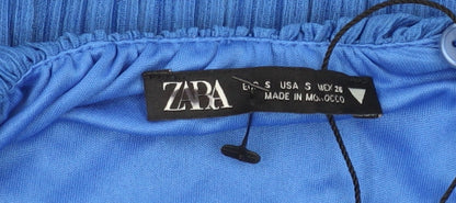 Zara Women's Blue A-Line Midi Dress, Size S