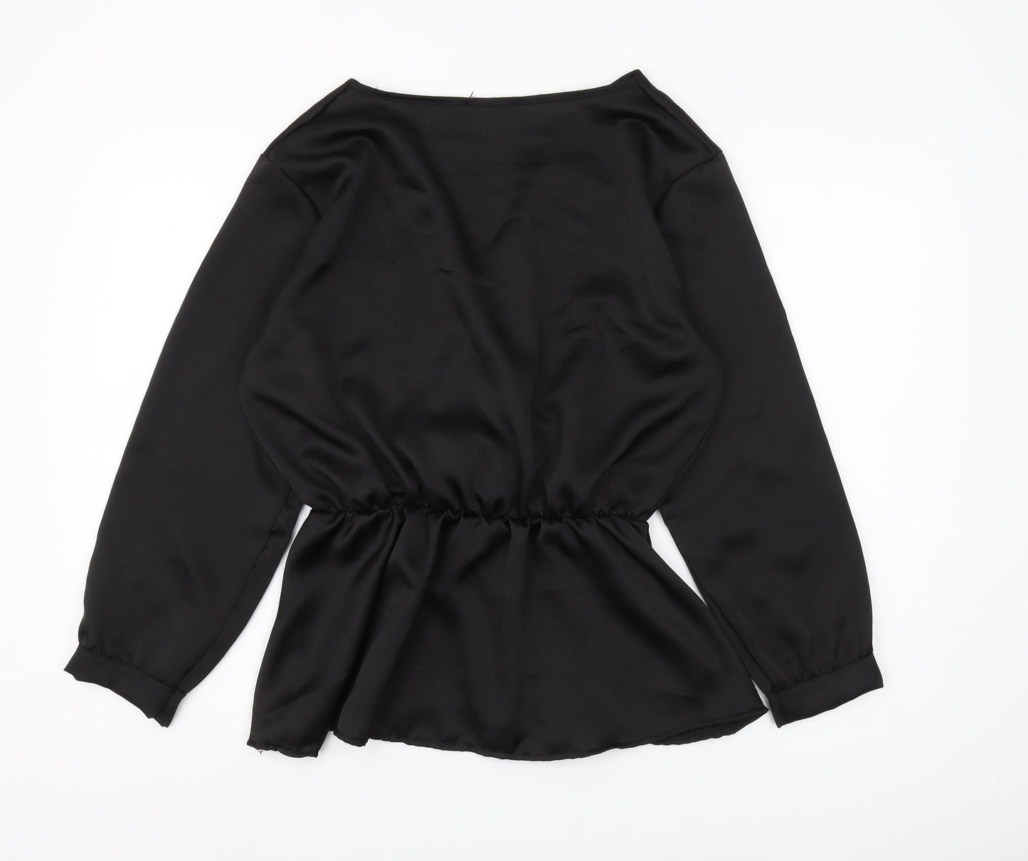 Boohoo Women Black Wrap Blouse, UK Size 14, Elegant Style