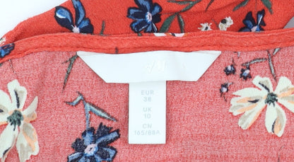 Womens UK Size 10 H&M Red Cropped Blouse