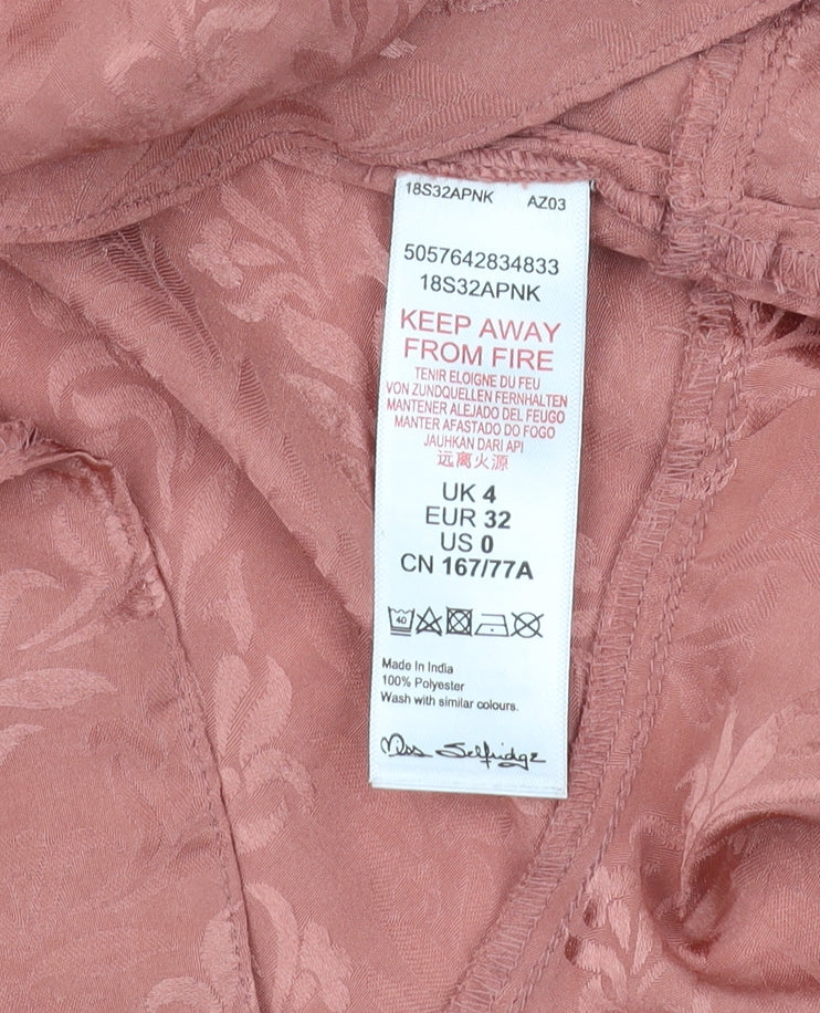 Miss Selfridge Pink Wrap Dress Women Size 4 Short Sleeve