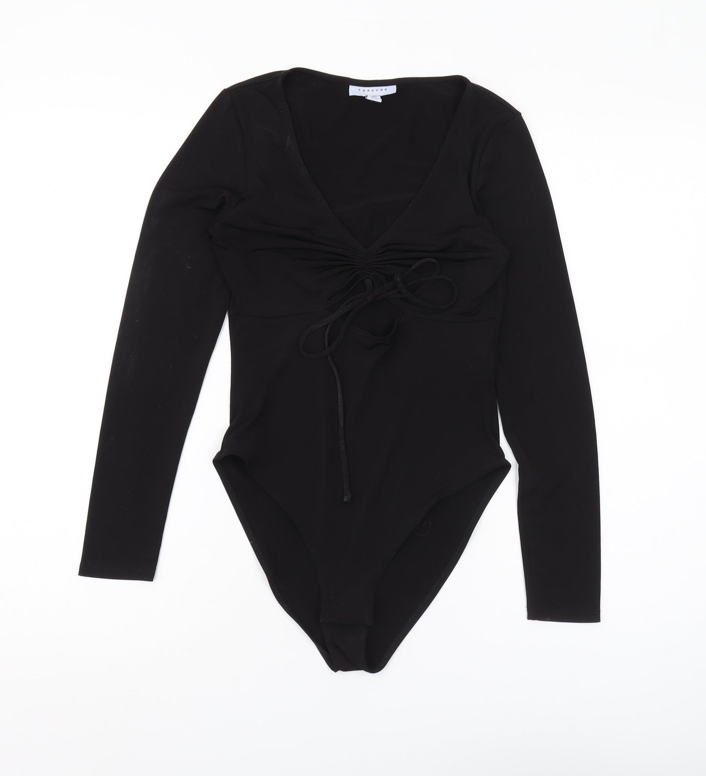 Topshop Women's Black Bodysuit, Size 6, Long Sleeve