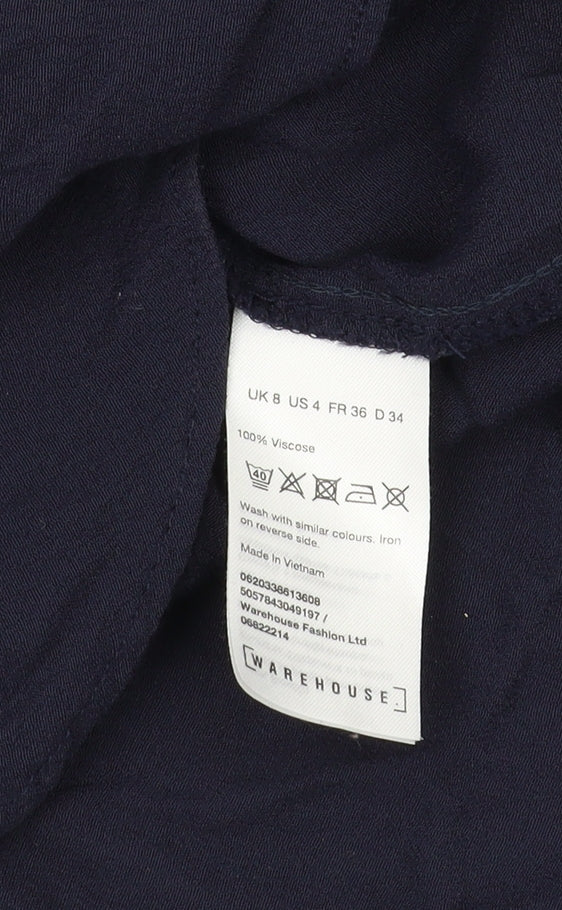 Womens UK Size 8 Warehouse Blue Basic Blouse