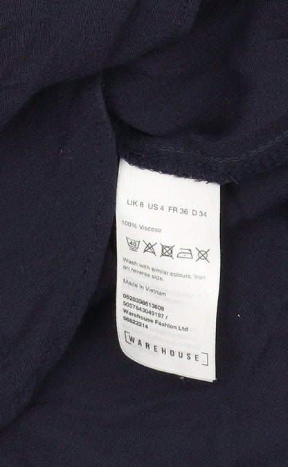 Womens UK Size 8 Warehouse Blue Basic Blouse