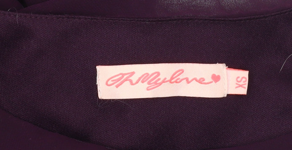 Oh My Love Purple A-Line Hi-Low Dress, XS Women