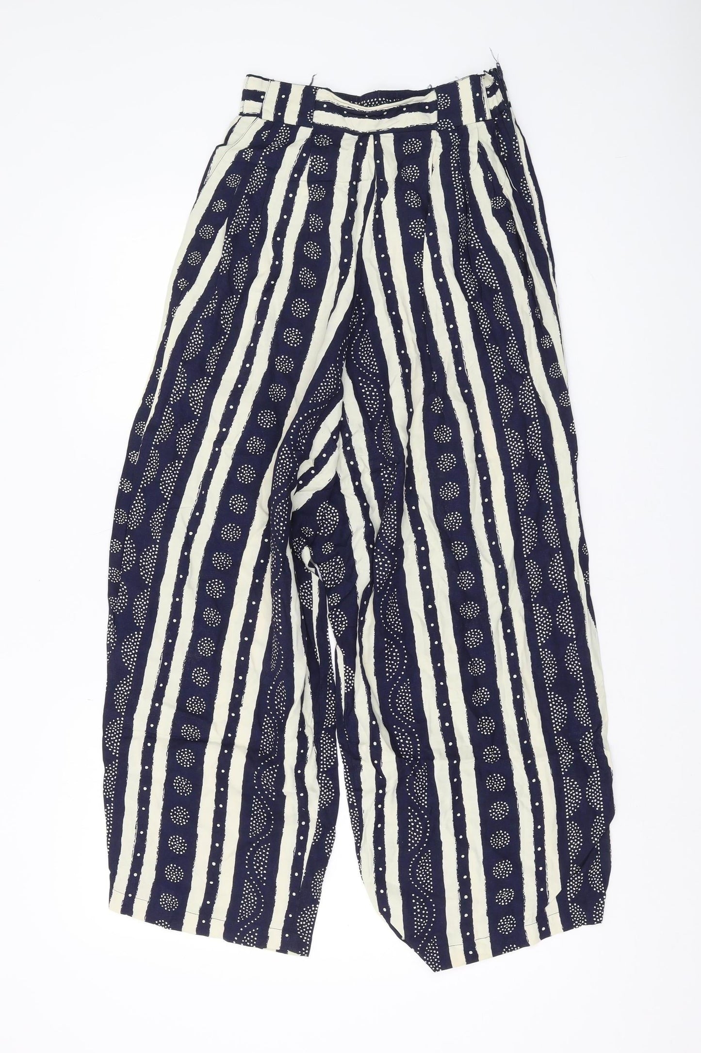 Doobie Women's Blue Striped Wide-Leg Trousers XS