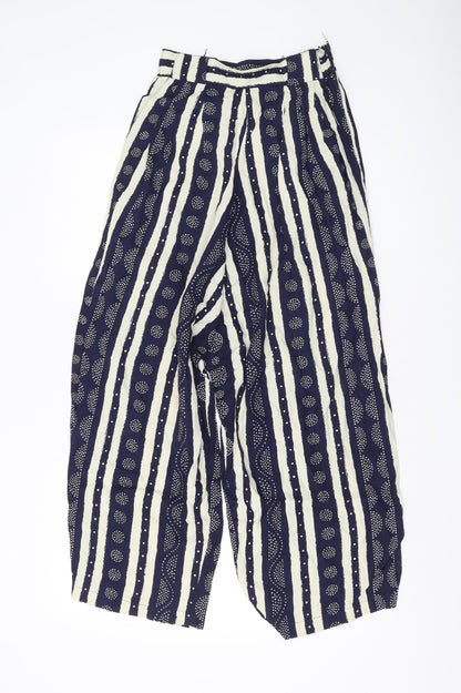 Doobie Women's Blue Striped Wide-Leg Trousers XS