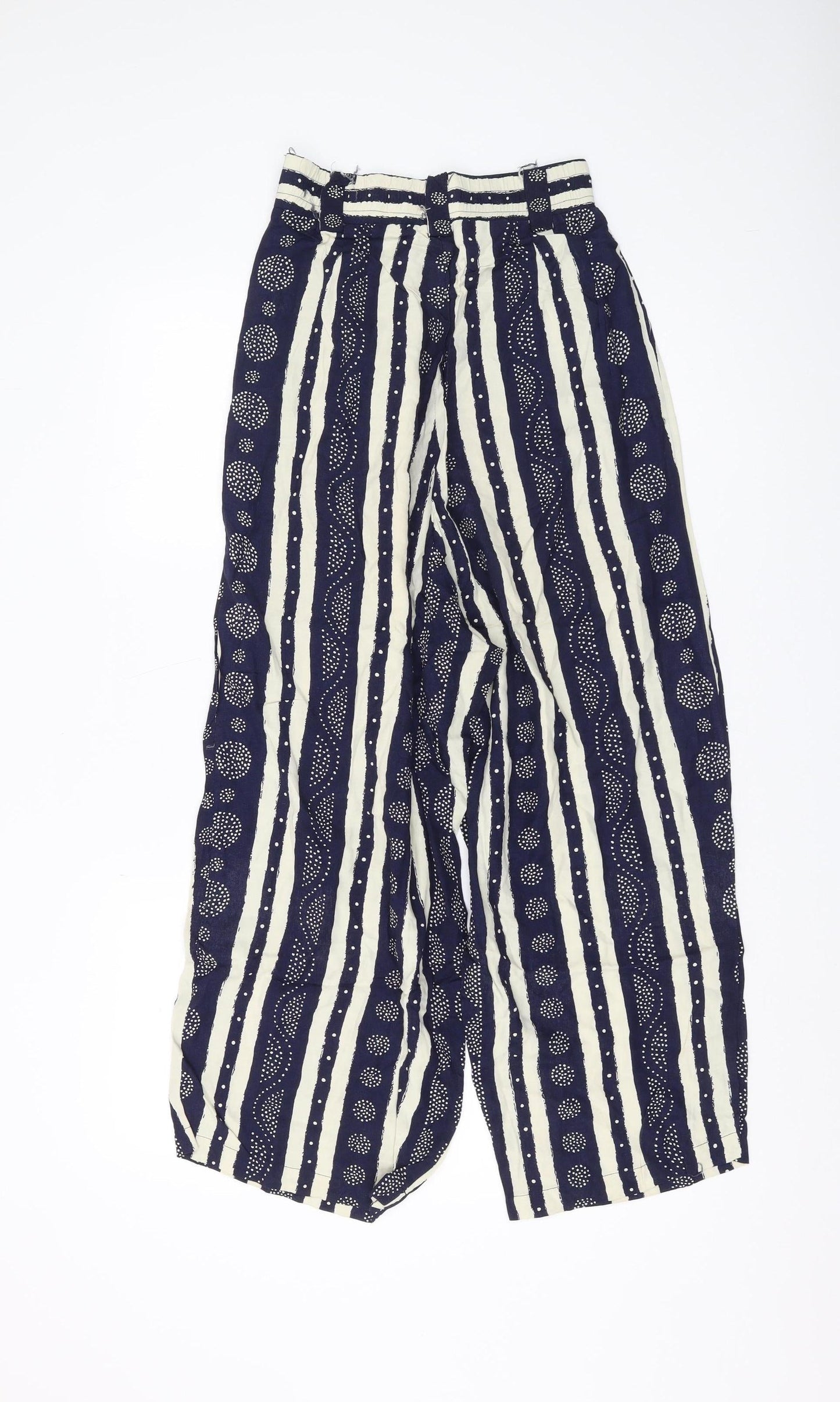 Doobie Women's Blue Striped Wide-Leg Trousers XS
