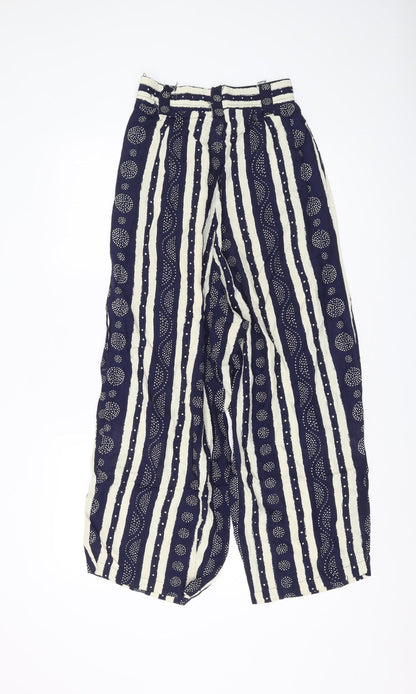 Doobie Women's Blue Striped Wide-Leg Trousers XS