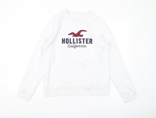 Hollister Unisex White Pullover Sweatshirt Size S